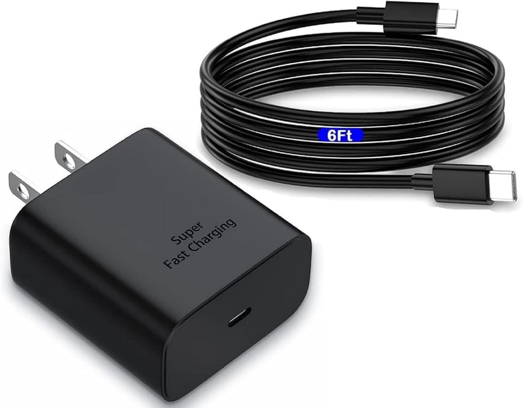 S24 S25 S23 A16 Samsung Charger Super Fast Charging 45W USB C Super Fast Charger with 6FT Type C Charger Cable Cord for Samsung Galaxy S25/S24/S23/S22/Ultra/Plus/FE,Galaxy Tab S9,Z Fold/Z Flip,A55,A15