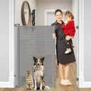 48 Inch Extra Tall Dog Gate, Extends to 55" Wide, Extra Tall Retractable Baby Gates for Doorways Pet Gate Indoor Mesh Cat Gate - Upgraded Height to Prevent Jumping Over, Gray