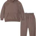 MYGBCPJS Youth 2PCS Jogger Outfits Set Fleece Hooded + Sweatpants Boys Girls Athletic Sweatsuits Pullover Clothes, 2-3 T