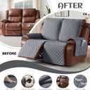 KinCam Waterproof Loveseat Recliner Cover, Non-Slip Reclining Couch Covers for 2 Seat, Recliner Sofa Cover Furniture Protector with Elastic Straps for Kids, Pets, Dark Gray
