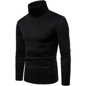 HUNGSON Men's Casual Slim Fit Basic Tops Knitted Thermal Turtleneck Pullover Sweater (X-Large, Black)