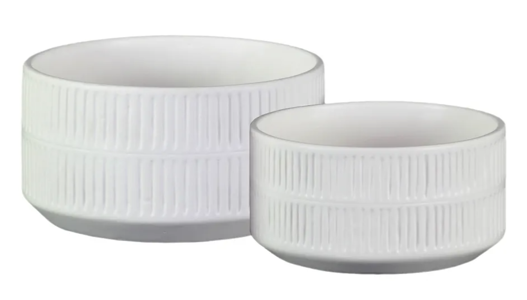 Plant Pots Indoor with Drainage Hole and Mesh Cricle,Elegant Round White Ceramic Pots for Succulents Plants, Diameter 6.5/8 Inches Large Flower Planters Set of 2