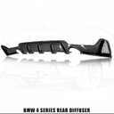 Rear Diffuser Compatible with 2014-2020 BMW 4 Series F32 F33 F36 M-Performance Style Rear Bumper Lower Lip Diffuser Double Exhaust One Outlet (Carbon Look)