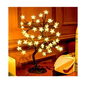 Cherry Blossom Tree Light,17inch 40LED Lighted Tabletop Artificial Flower Bonsai Tree Lamp USB Powered Gifts for Home Decor Room Office Party Wedding Christmas Decorations(Warm White)