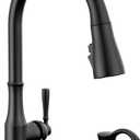 Delta Capertee Matte Black Kitchen Faucet with Pull Down Sprayer and Soap Dispenser, Modern Single Hole Kitchen Sink Faucet, Single Handle, Matte Black 19877Z-BLSD-DST