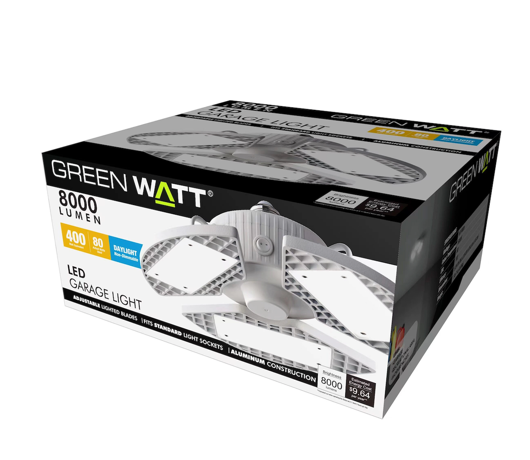 Green Watt 1-ft 8000-Lumen White Daylight LED Task Garage Shop Light 