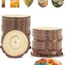 79Pcs 1.2"-3.1" Wood Slices for Crafts, Predrilled with Hole Wood Ornaments for Crafts, Wood Slice Ornaments for DIY Crafts, Arts, Coaster, Christmas Deco, Rustic Wedding Decoration