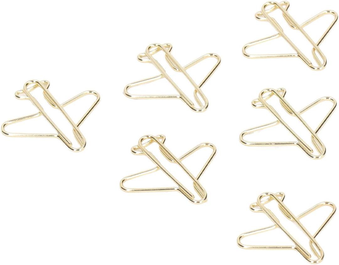 Airplane Shaped Paper Clips, Pack of 100 Portable Anti Electroplating Gold Cute Metal Plane Shaped Bookmark Clips Creative Plane Paper Clips for Home School Office Supplies Wedding