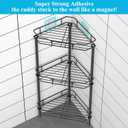 HuggieGems 3 Tier Floor Standing Corner Shower Caddy Organizer Shelf with Hooks, Bathroom Shelves Stand Rack, Black