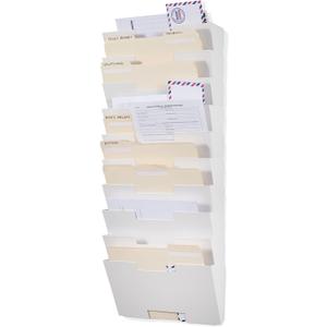 Wallniture Lisbon 10-Tier Wall Mounted File Holder and Desk Organizer, Metal White Office Organization and Storage Rack