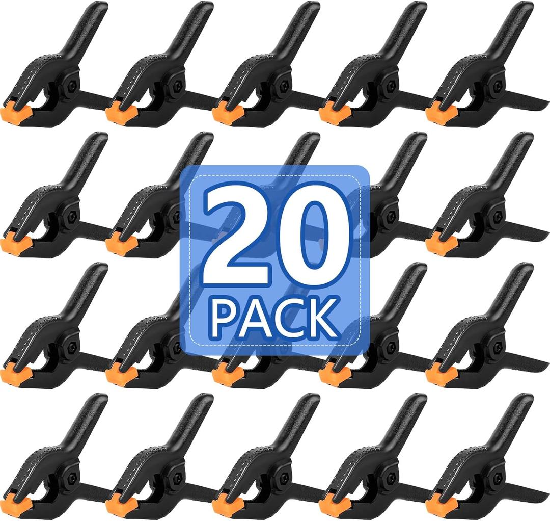 20 Pack 6 inch Plastic Spring Clamps, Black Heavy Duty Clips, Backdrop Clips, Plastic Clamps for Crafts, Backdrop Stand, Woodworking, Photography