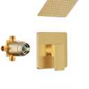 HoliSpa Shower Faucet Set, Gold Tub Shower Faucet with All-Metal 8-Inch Rainfall Showerhead and Bathtub Spout, Single-Handle Tub Shower-Trim Kit with Valve, Brushed Gold