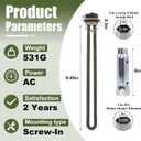 110V/120V RV Water Heater Screw-In Electric Heating Element, 110V/1400W Compatible with 92249 Models, 120V/1440W Replaces 520789/520900 GC/GCH/SW Series, with Dual-Use Quick-Release Hex Wrench