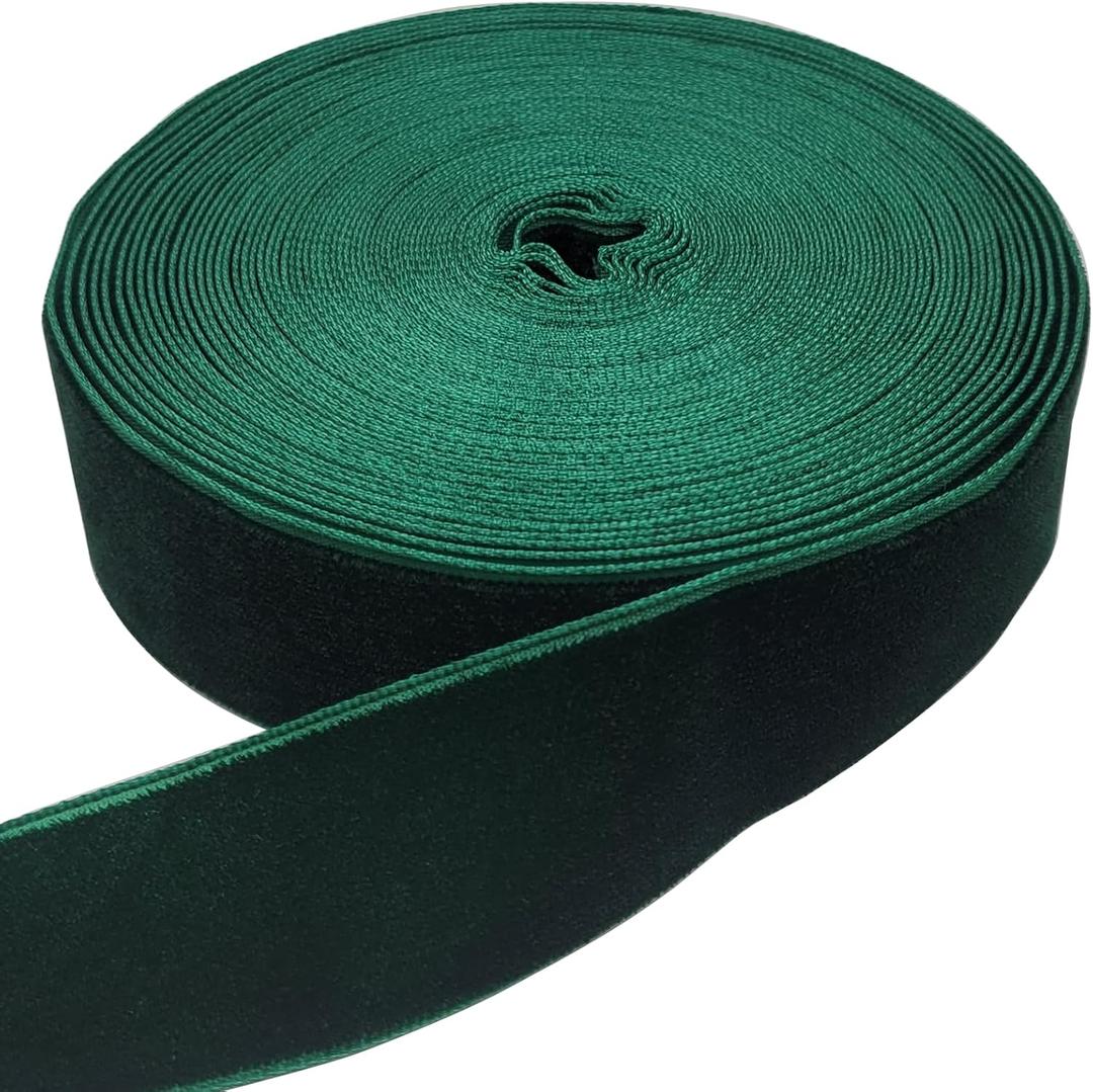 2 x 10 Yards Velvet Ribbon Spool (Dark Green, 1")