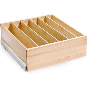 Pull Out Cabinet Organizer with Divider, 22''W21''D7''H Soft Close Wood Drawer for Kitchen Pantry, Finished, Heavy-Duty, Bottom Assembly (Wood Drawer Part Width is 21'')