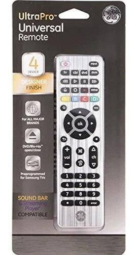 GE 4-Device Universal Remote Control, Designer Series, Brushed Nickel/Silver, 33709