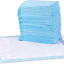 Amazon Basics Leak-Proof Dog and Puppy Potty Training Pee Pads with Quick-Dry 5-Layer Super Absorbent Design, Regular Size 22 x 22 inch, Blue & White, 100 Count