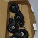 HOLKIE Office Chair Wheels Roller Blade Casters Computer Gaming 3 Inch, Replacement Rubber Wheels-Set of 5 for Hardwood Floors Desk Chair (10mm-Fits 1KEA-Not for High-Pile Carpet, All Black)