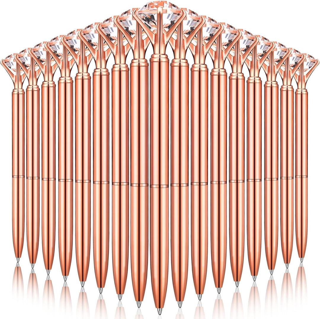 Yahenda 50 Pcs Diamond Pens Bridal Shower Ballpoint Pen bulk Black Ink Bling Crystal Metal Bling Gifts with Diamond on Top for Women Bridesmaid Wedding Office School(Rose Gold)