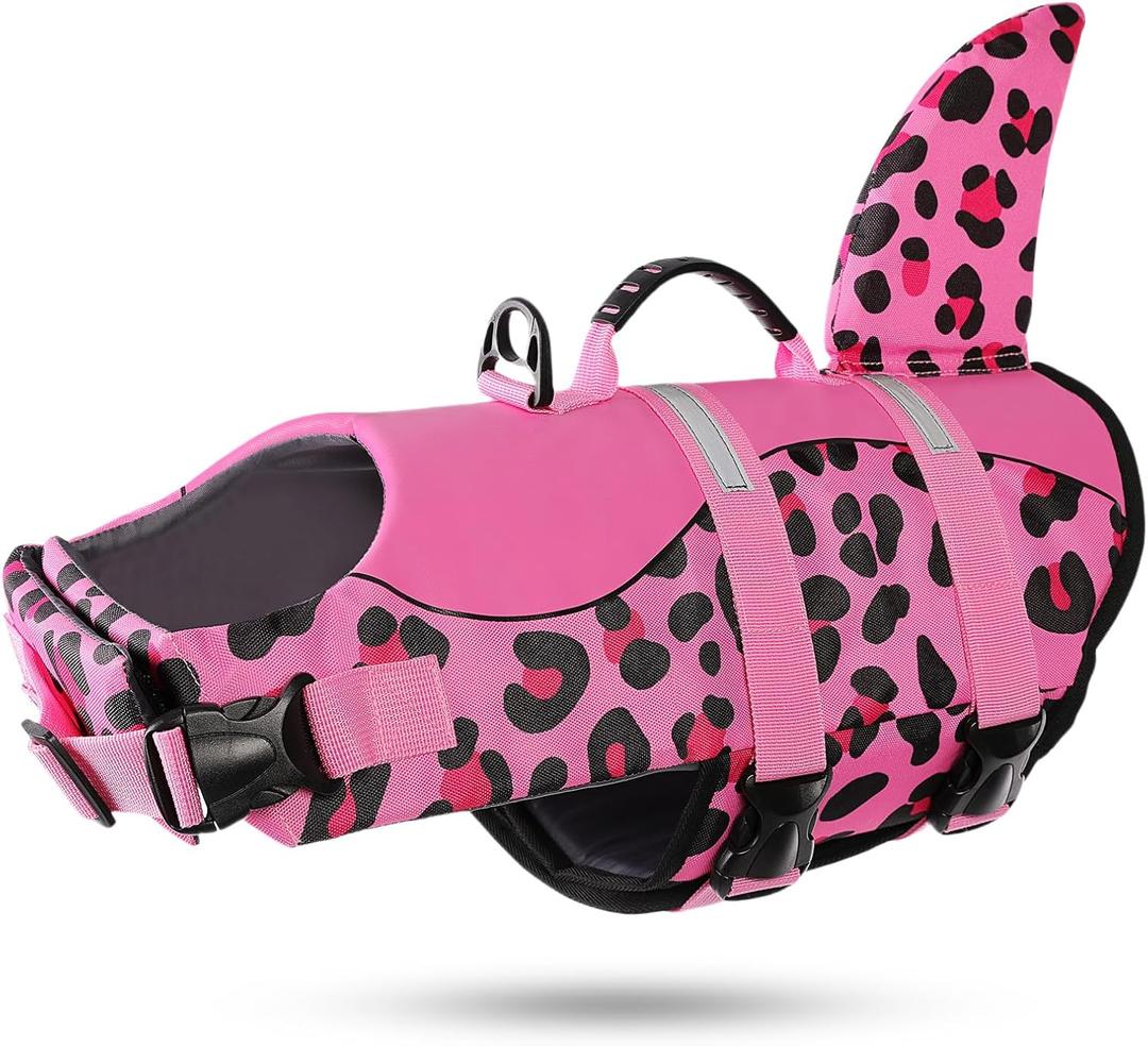 ASENKU Dog Life Jacket - Pet Safety Vest for Swimming & Boating, Shark Life Jacket with Floatation, Dog Lifesavers Swimsuits for XL Dogs