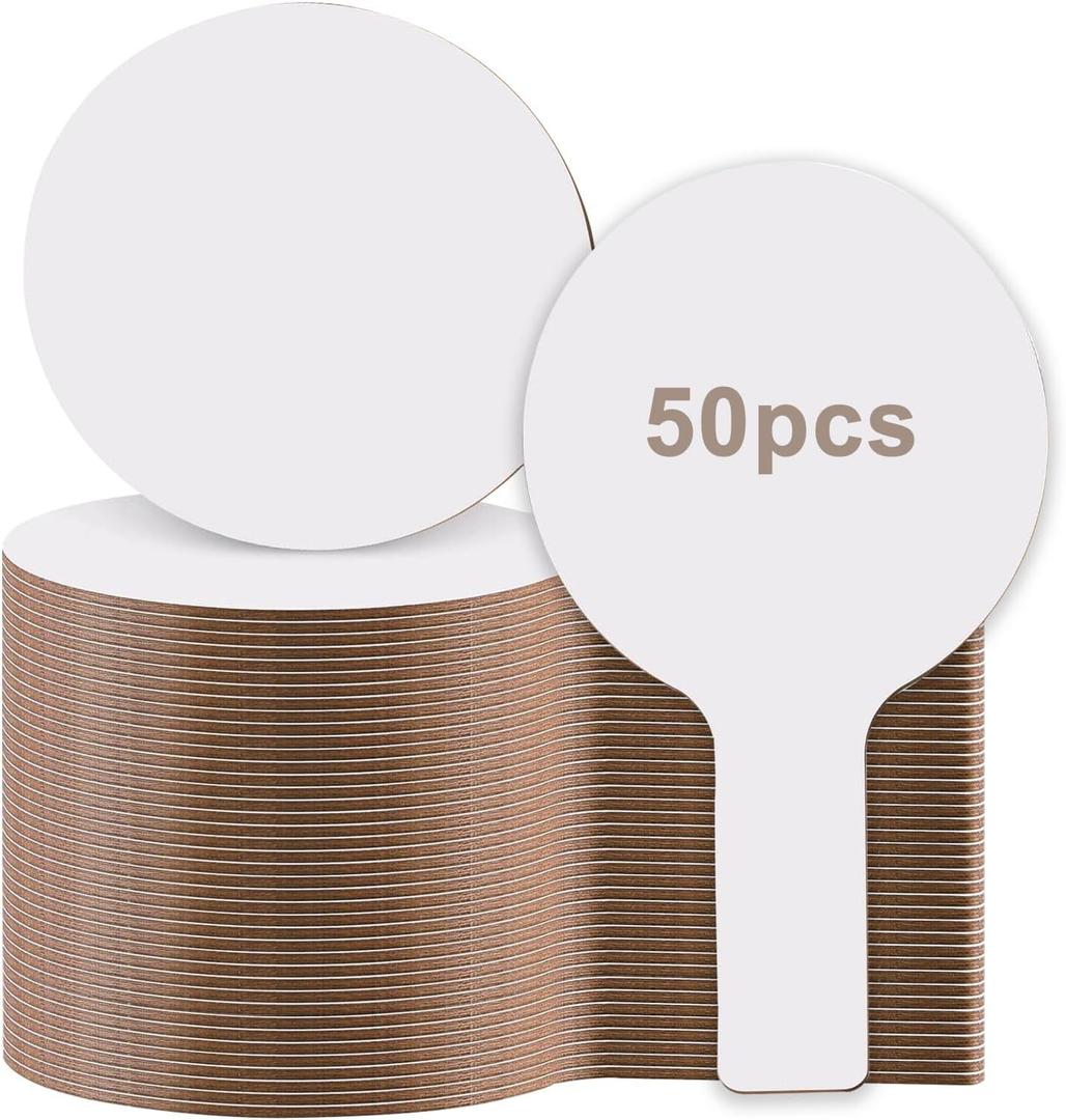 50 Pieces Dry Erase Answer Paddles Mini White Boards Handheld Double Sided Paddles Dry Erase Paddles Auction Padles for Students Classroom Teaching Voting and Answers