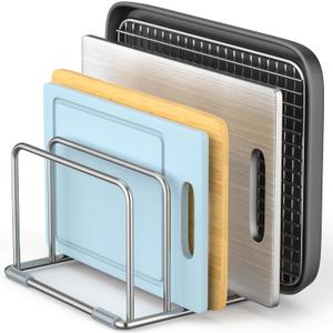 Cutting Board Holder Stand, Chopping Board Organizer Rack with 304 Stainless Steel, Cookie Sheet Storage Organizer, 1.0 & 1.2 Inch Wide Slots (1 Pack)