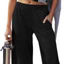 Women 2 Piece Outfit Set Loungewear Cropped Tops and Jogger Sweatpant Matching Set Coordinated Sweatsuit with Pockets (Medium, Black)