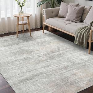 BEIMO Area Rugs 8x10 for Living Room Bedroom, Modern Abstract Machine Washable Rug, Large Soft Low Pile Floor Carpet with Non Slip Backing for Dining Room, Light Grey/Beige