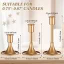 Layhit 24 Pcs Gold Candle Holders Taper Candle Holders for Candlestick Matte Metal Candlestick Holder with Various Heights 3.3" 5.5" 6.3" for Wedding Table Centerpiece Decoration