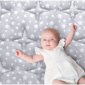 Blissful Diary Baby Play Mats for Floor, 71x59 Inch Extra Thicker & Large Soft Cushioning Foam Playmats for Babies and Toddlers, Foldable Washable Baby Crawling Mat for Playpen, Gray Stars