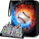 Baseball Card Binder, Card Binder 900 Pockets, Sports Card Albums Fits 900 Cards with 50 Removable Sleeves, Zipper Collectible Card Holder Organizer for Trading Cards, Baseball Gifts for Boys