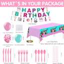 Makeup Spa Birthday Party Supplies For Girls, Spa Day Makeup Party Decorations, Paper Plate, Cup, Napkin, Disposable Cutlery, Garland Banner, Tablecloth, Balloon, Serves 24
