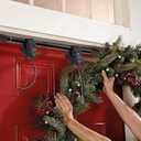 Garland Hanger for Front Door, Garland Holder for Door Frame Adjustable 32-39 inches, Load Capacity 20 lbs No Screws and Drilling for Halloween Christmas Decor