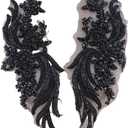 Handmade Crystal Rhinestone Applique Patches Sew on Collars for Wedding Dress (Black)