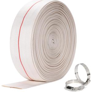 Backwash Hose 1-1/2"ID x 100ft Swimming Pool Discharge Hose Heavy Duty PVC Water Hose With 2 Clamps General Purpose Lay-Flat Pump Drain Pipe for Water Transfer Applications, White