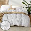 Dreamhood Duvet Cover Queen Size 90x90 and 2 Pillow Cases Soft Comfy Duvet Cover Set 3 Pieces with Button Closure Breathable Durable Bedding for All Seasons White