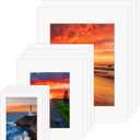ZBEIVAN 12 Sets White Picture Mats with Core Bevel Cut Frame Mattes for Pictures (5x7, 8x10, 11x14 Inches) (12 pcs mixed size)
