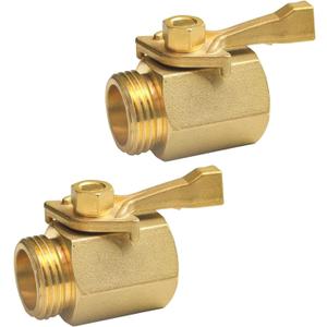 Brass Garden Hose Shut Off Valve Garden Hose Connector, 3/4 Inch, 2 Pack with 4 Hose Washers