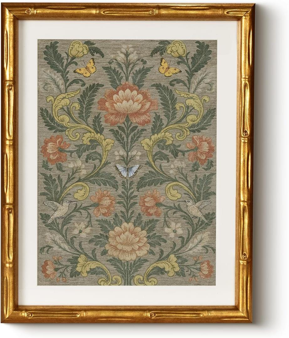 HUARCEY Gold Framed Canvas Wall Art Botanical Prints Yellow Butterfly 11"x14"