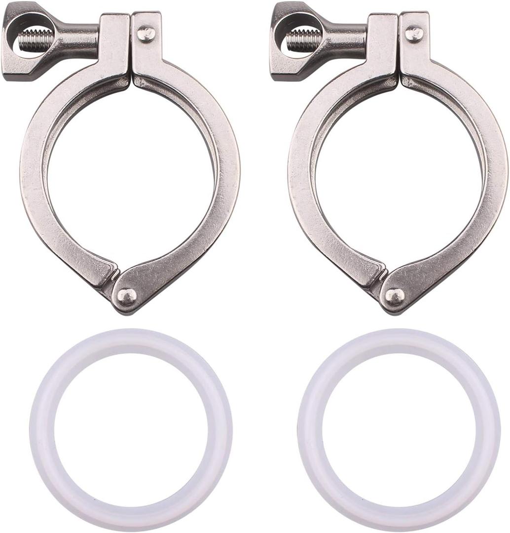 DERNORD Stainless Steel 304 Single Pin Heavy Duty Tri-clamp with Wing Nut for Ferrule TC with 1 pc Silicone Gasket (2 Inch Tri-clamp Size: 4 Pack)