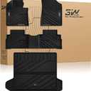 3W Floor Mats & Cargo Liner (with Subwoofer) Fit Kia Sportage Gas (Not Fit Hybrid or PHEV) 2023-2025 2026 TPE All Weather Custom Fit Floor Liner for Kia Sportage Full Set Car Mats, Black