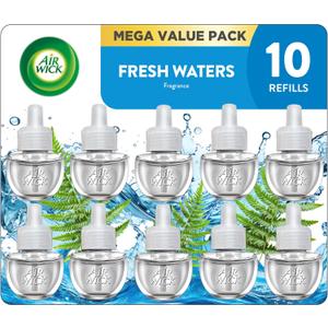 Air Wick Plug-In Scented Oil Refills, 10 Count, Fresh Waters, Air Freshener, Essential Oils, Eco Friendly