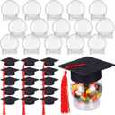 SiliFine 16 Set 2.36 Inch 2026 Mini Graduation Cap Candy Balls Jars, Graduation Party Favors, Clear Plastic Candy Containers with Tassels, Grad Cap Box for DIY, Graduations Party Gifts(Red)