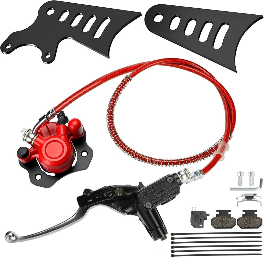 Mini Bike Hydraulic Brake Caliper 4" Rear Stretch Tabs Mounting Bracket Kit Compatible with Monster Moto MMB80 MMB105 Motovox MBX10 MBX11 79cc 80cc 105cc 2.5hp 3.5hp Powersports Minibike Parts