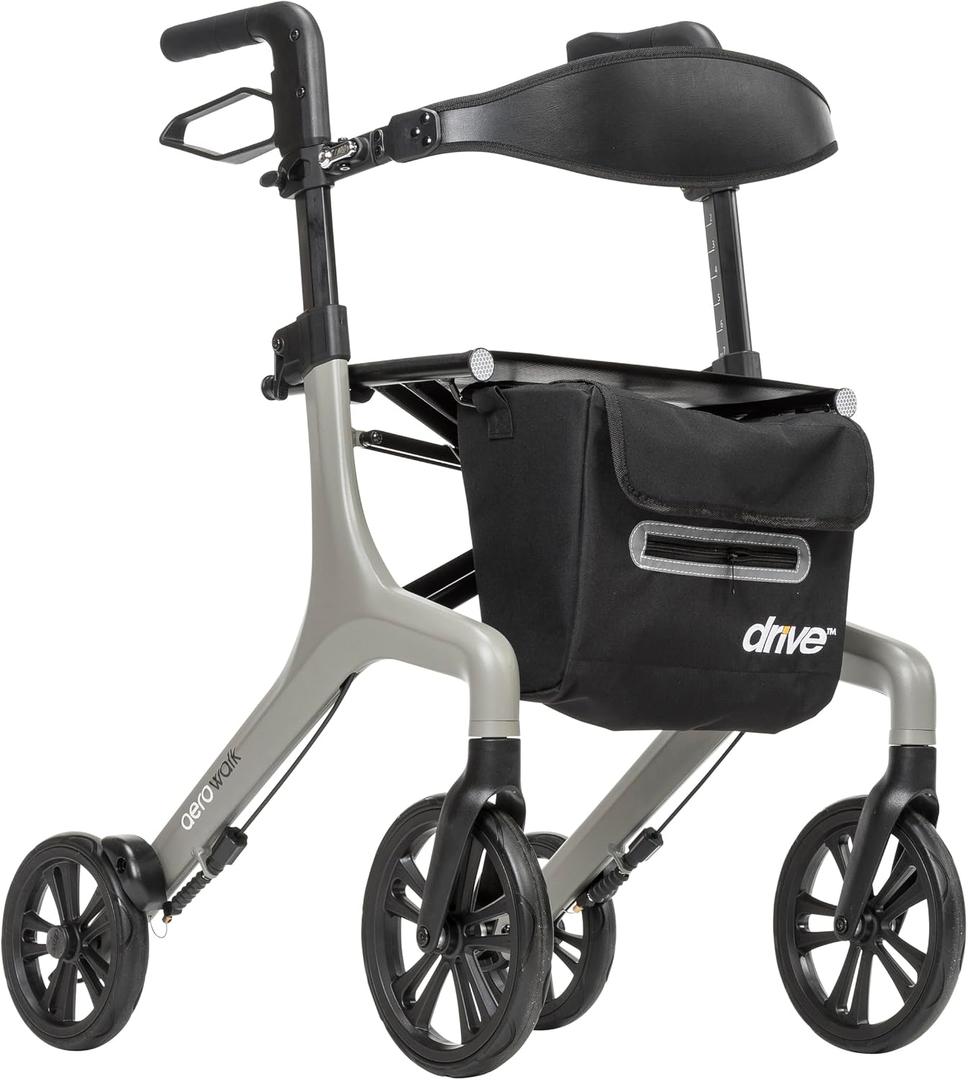 Drive Medical AeroWalk Ultra-Lite Rollator, 15.2 lb, 20" Seat Height, Gray