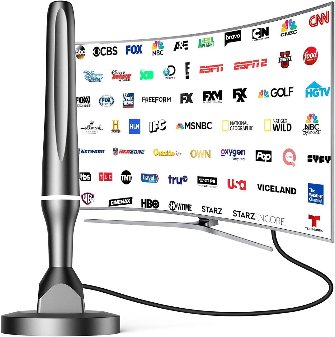 TV Antenna for Smart TV Indoor,Digital Antenna for Local Channels，360 Degree Long Range Signal Reception, 4K 1080P HD Digital Antenna, Easy Install for Local TV Channels