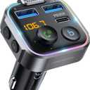 UNBREAKcable Bluetooth FM Transmitter for Car, PD 38W Fast Charging, Wireless Bluetooth FM Radio Adapter, Car Kit with Hands-Free Calls, HiFi Bass Boost MP3 Music Player Support USB Drive (Grey)