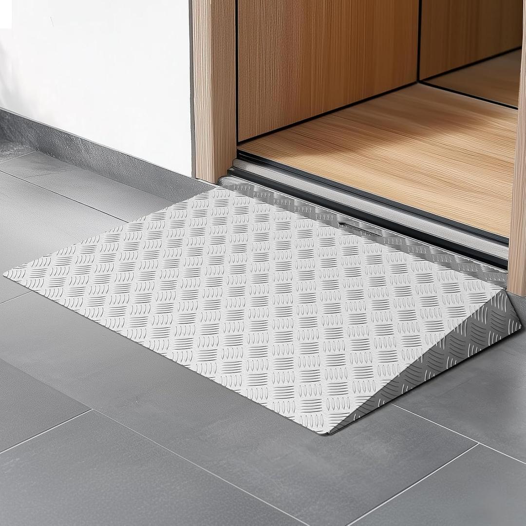 gardhom Threshold Ramps for Doorways 2-4" Rise Aluminum One-Piece Portable Door Ramp for Wheelchairs for Home Steps Entry Ramp for Doorways for Scooters, Power Chairs, Walkers, 700LBS Load Capacity