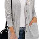 ULTRANICE Women's Cardigan Sweaters Lightweight Long Sleeve Open Front Knitted Button Down Cardigans Tops with Pockets Large