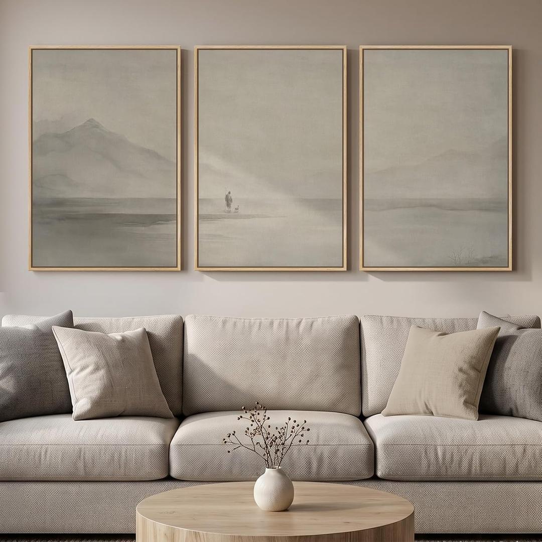 Framed Neutral Christian Jesus Canvas Wall Art for Living Room, 3 Piece, 20"W x 30" H x 3Pcs